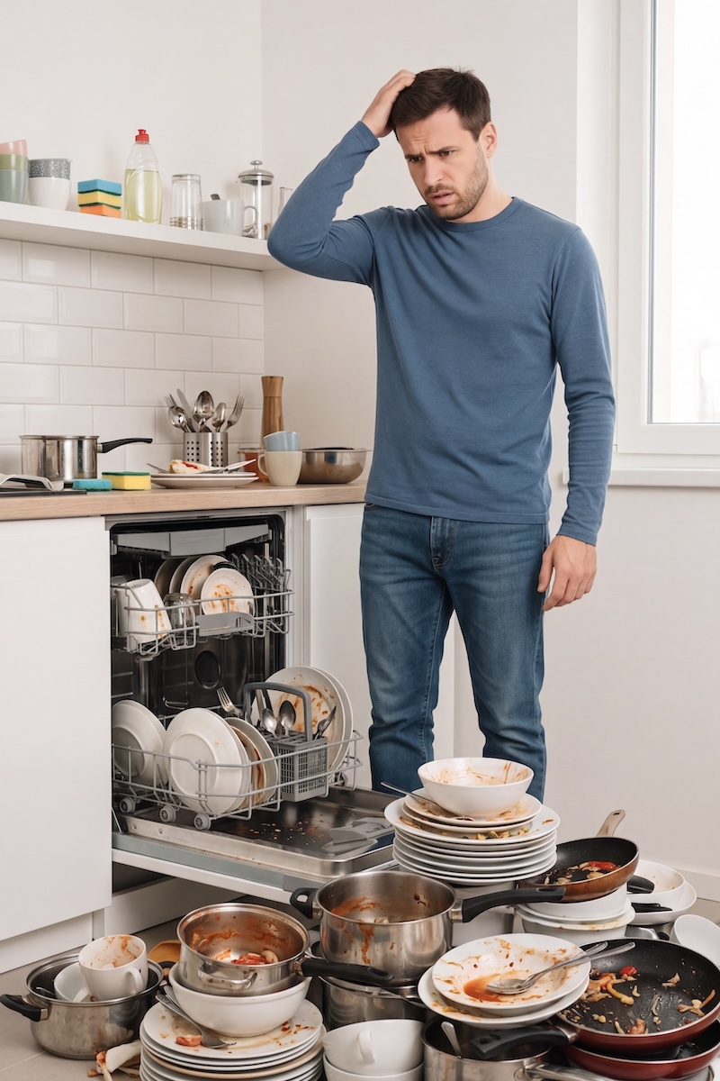 Fixar technician inspecting dishwasher