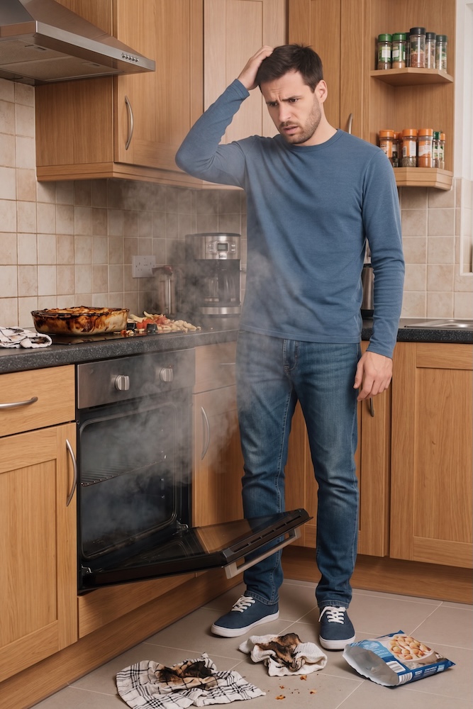 Fixar technician inspecting oven components